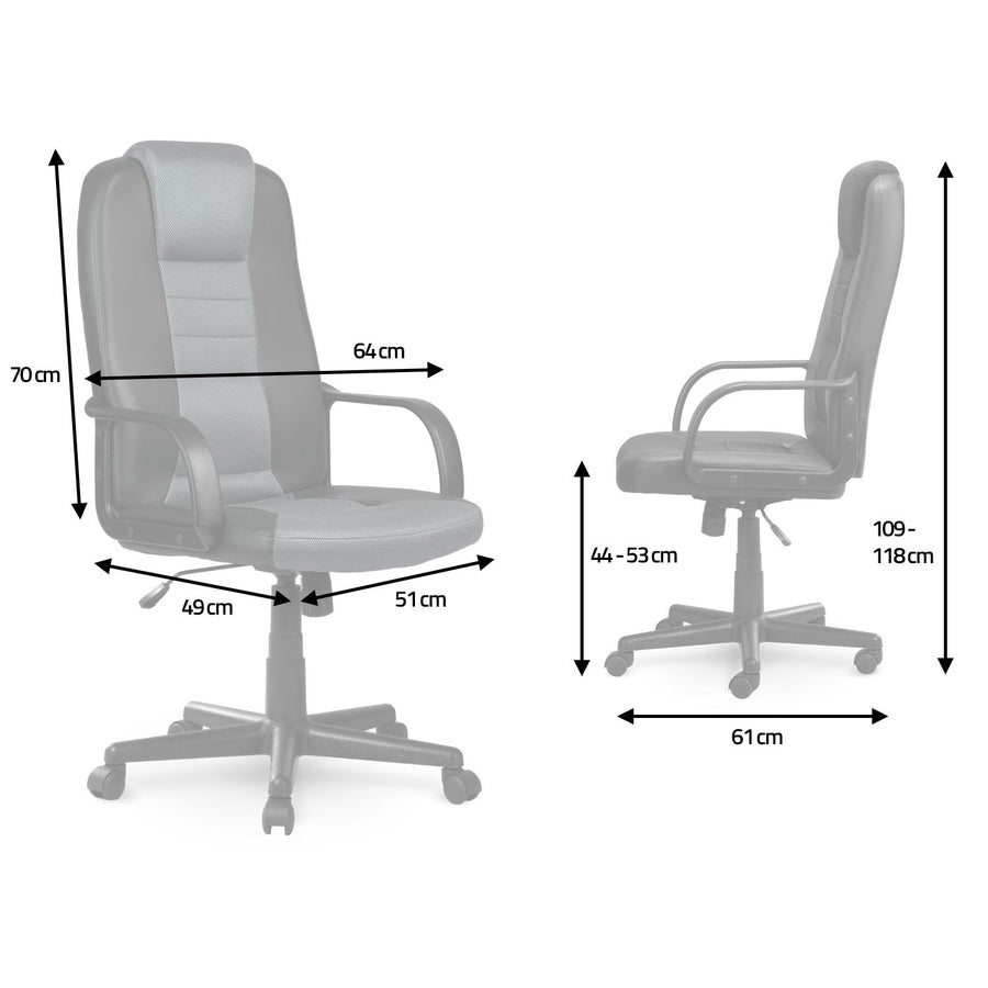 Kontorstol med ergonomisk design og mikronet i sort/grå - komfortabel og justerbar til hjemmekontoret