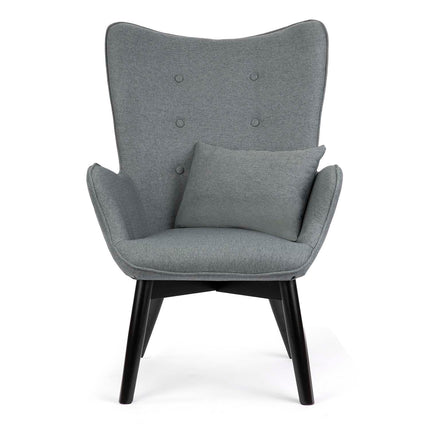 Grå wingback lænestol med fodstøtte - Elegant komfort til stuen
