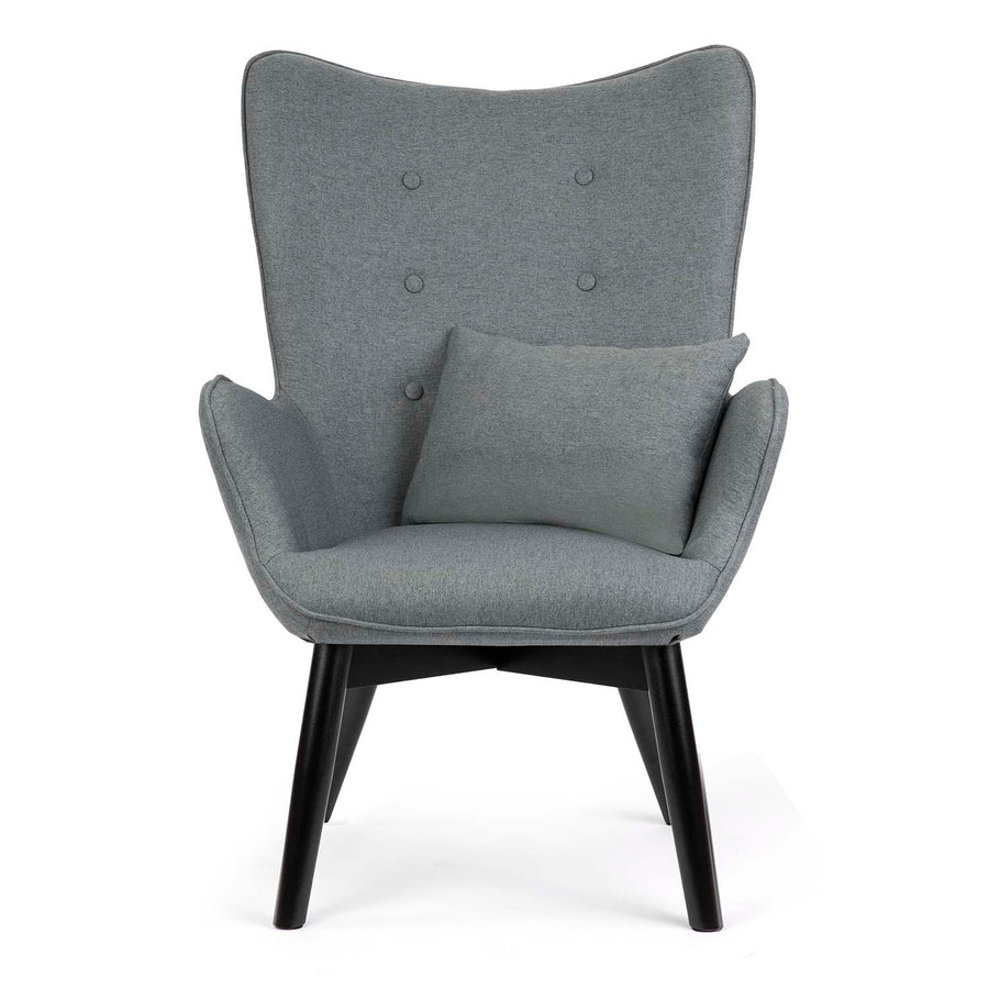 Grå wingback lænestol med fodstøtte - Elegant komfort til stuen