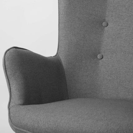 Grå wingback lænestol med fodstøtte - Elegant komfort til stuen