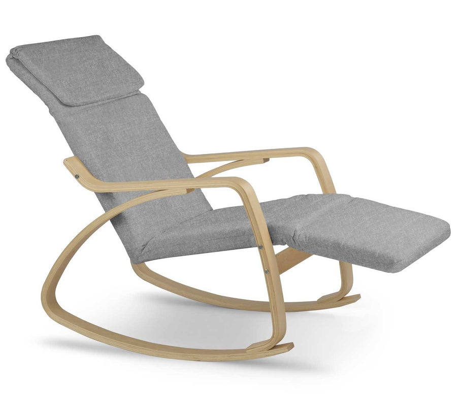 Gyngestol med justerbar fodstøtte og nakkestøtte - perfekt til afslapning