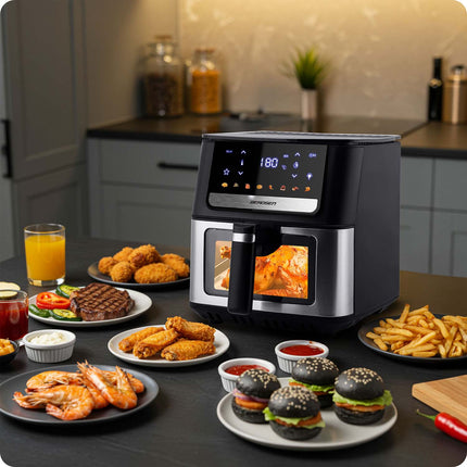 Airfryer 6,5L - Sund frituregryde med 1700W effekt og 8 programmer til sprøde retter uden olie