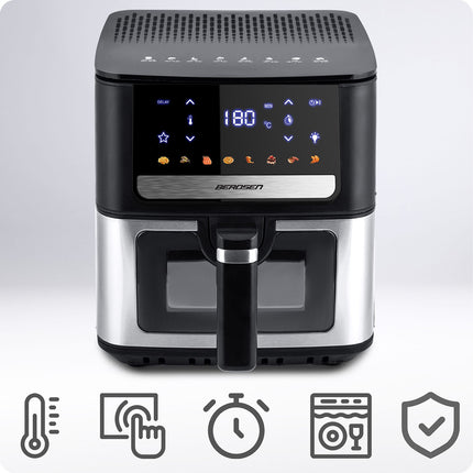 Airfryer 6,5L - Sund frituregryde med 1700W effekt og 8 programmer til sprøde retter uden olie