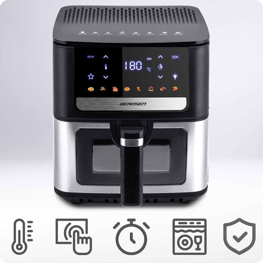 Airfryer 6,5L - Sund frituregryde med 1700W effekt og 8 programmer til sprøde retter uden olie