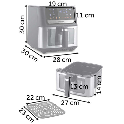 Airfryer 6,5L - Sund frituregryde med 1700W effekt og 8 programmer til sprøde retter uden olie