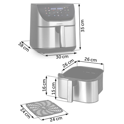 Airfryer 8L - Sund frituregryde med 1700W effekt og touchskærm til sprøde retter uden olie