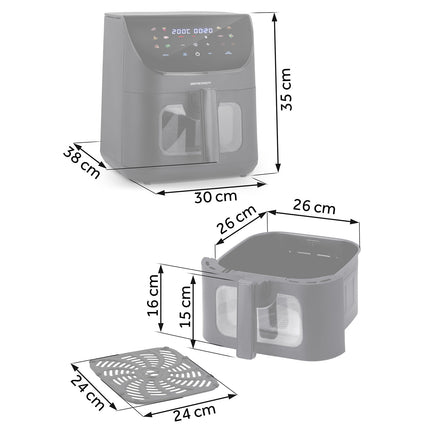 Airfryer med 8 liters kapacitet og 1700 W - Sund friturestegning uden olie