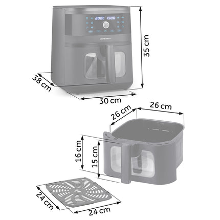 Airfryer med 8 liters kapacitet og 1700 W - Sundere friturestegning uden olie