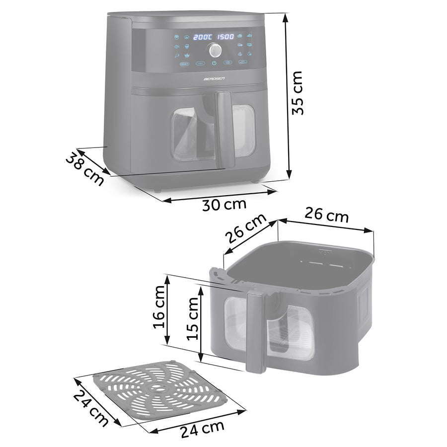 Airfryer med 8 liters kapacitet og 1700 W - Sundere friturestegning uden olie