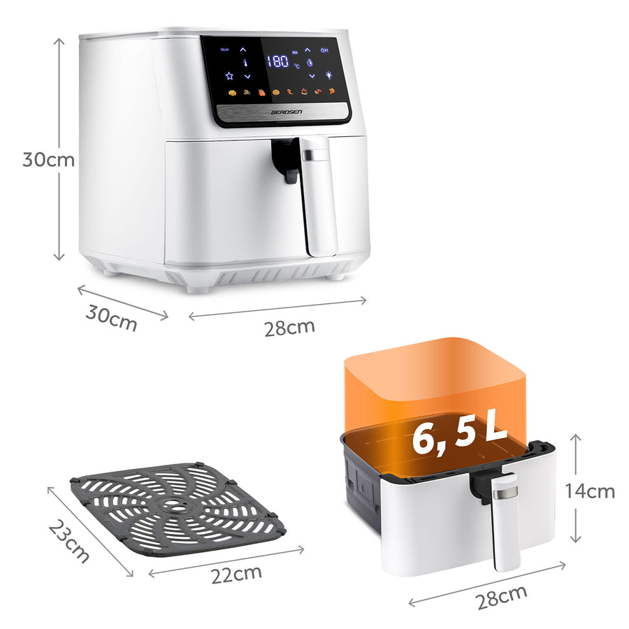 Airfryer 6,5L - Sund frituregryde med 1700W effekt og touchskærm til sprøde retter uden olie