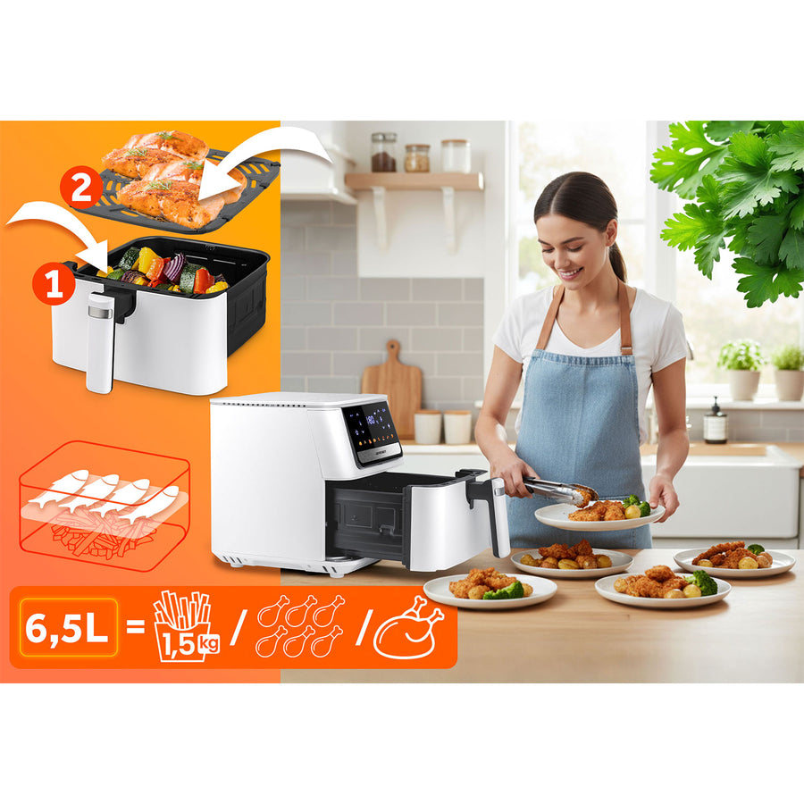 Airfryer 6,5L - Sund frituregryde med 1700W effekt og touchskærm til sprøde retter uden olie