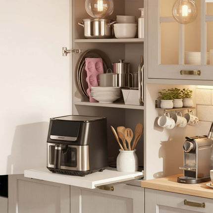 Airfryer 6,5 l, 1700 W med berøringsskærm, 8 programmer og kurv med vindue – sort