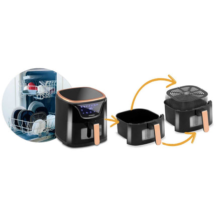 Frituregryde uden olie - sund madlavning med air fryer til pommes frites, kød, fisk og grøntsager