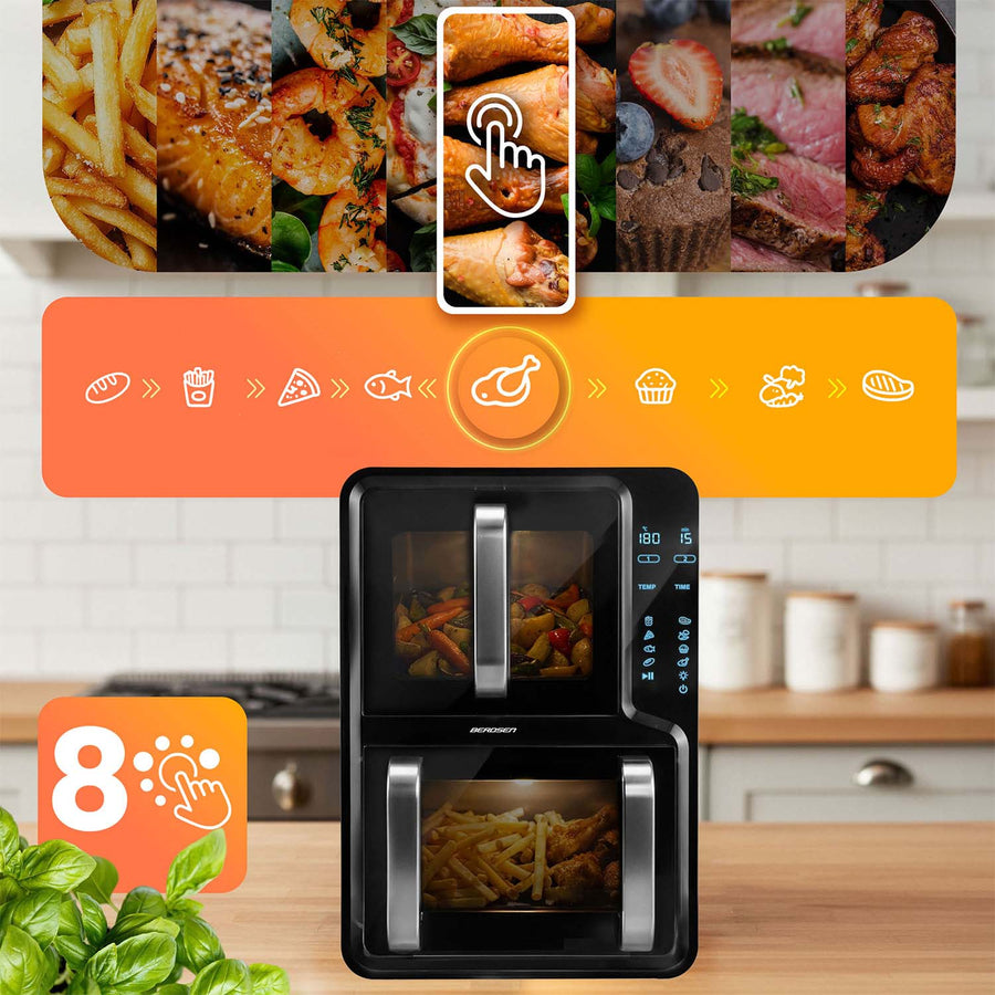 Airfryer med to kamre 12 l (5 l + 7 l), 2800 W, 8 programmer og berøringsskærm