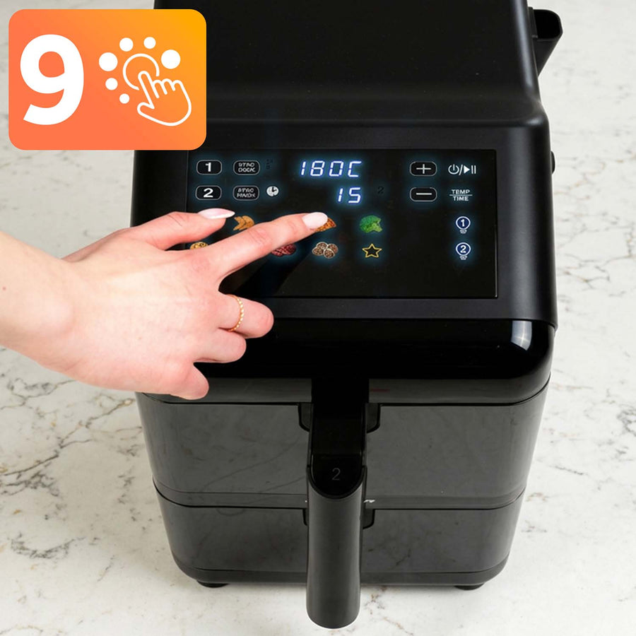 Airfryer med to kamre 11,6 l (2 x 5,8 l), 3000 W, 9 programmer og berøringsskærm