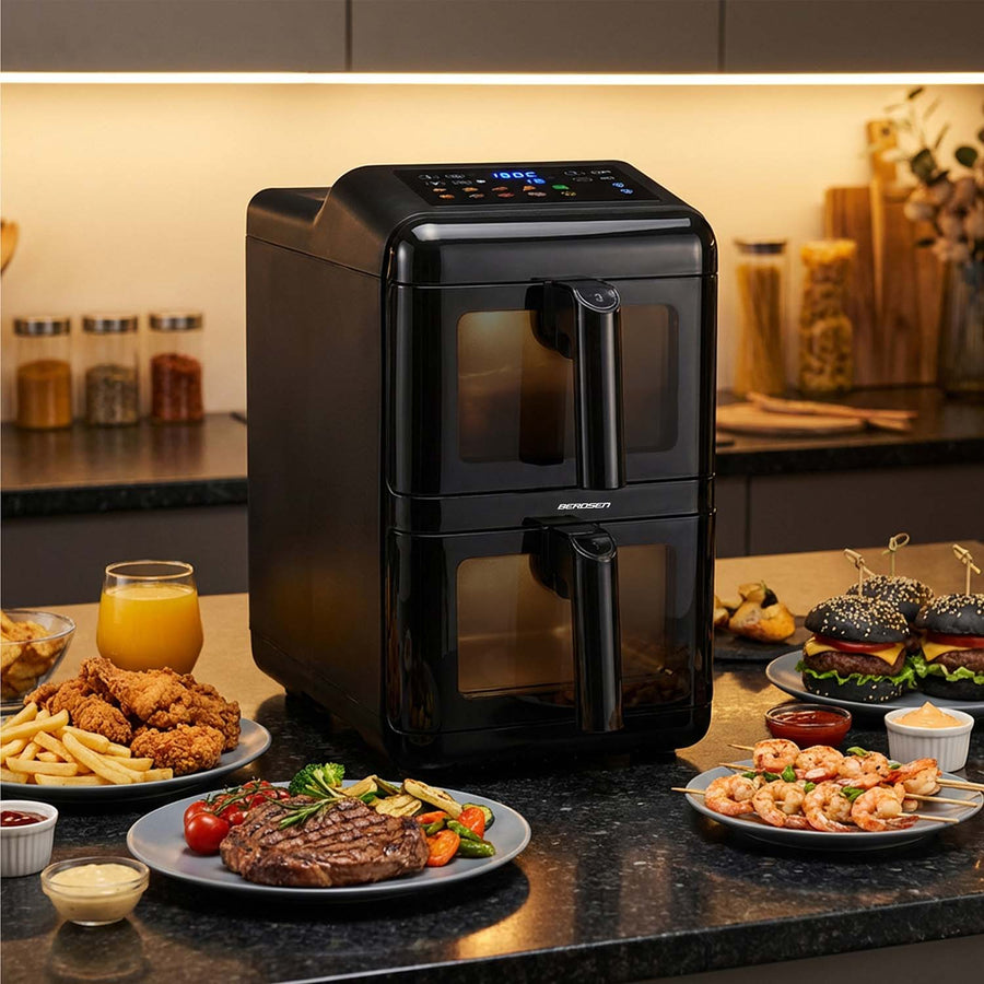 Airfryer med to kamre 11,6 l (2 x 5,8 l), 3000 W, 9 programmer og berøringsskærm