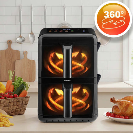 Airfryer med to kamre 11,6 l (2 x 5,8 l), 3000 W, 9 programmer og berøringsskærm