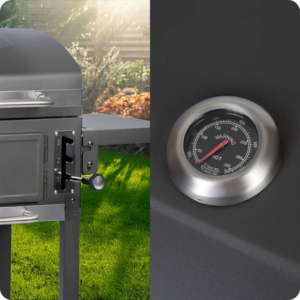 Kulgrill til havefester - Holdbar og alsidig BBQ-grill med støbejernsriste og indbygget termometer