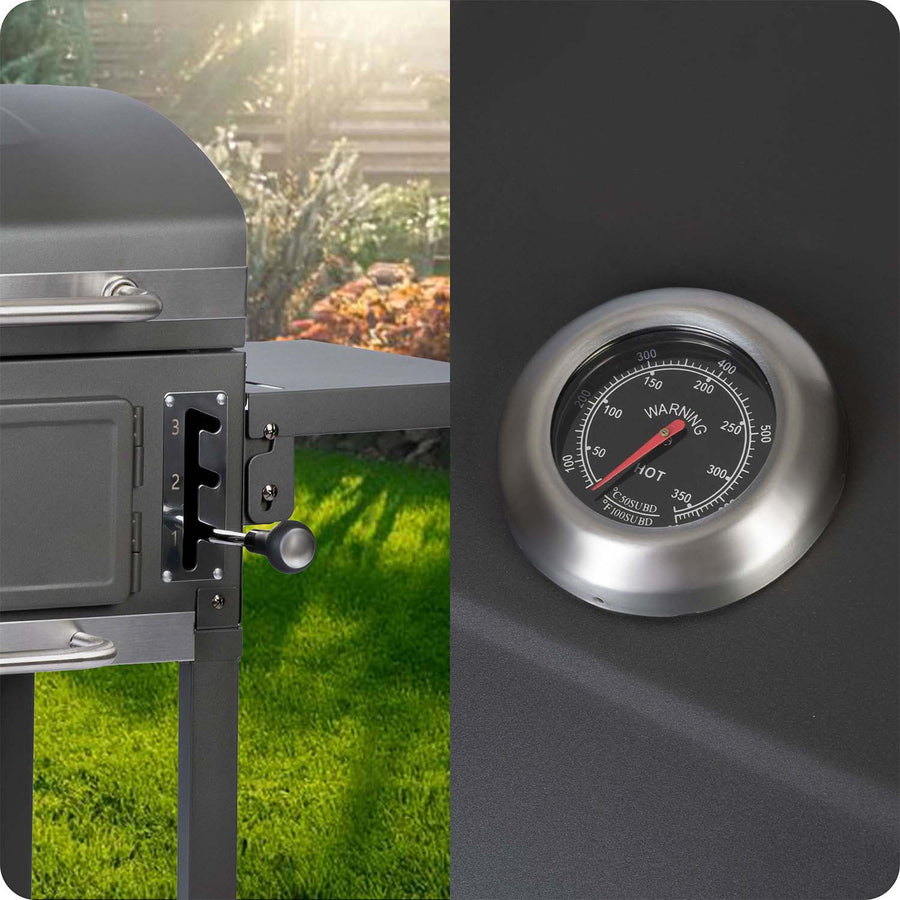 Kulgrill til havefester - Holdbar og alsidig BBQ-grill med støbejernsriste og indbygget termometer