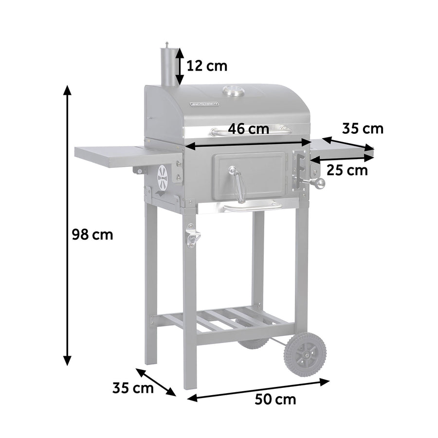 Kulgrill til havefester - Holdbar og alsidig BBQ-grill med støbejernsriste og indbygget termometer