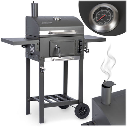 Kulgrill til havefester - Holdbar og alsidig BBQ-grill med støbejernsriste og indbygget termometer
