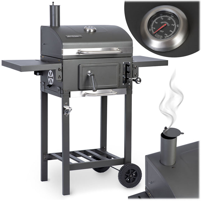 Kulgrill til havefester - Holdbar og alsidig BBQ-grill med støbejernsriste og indbygget termometer