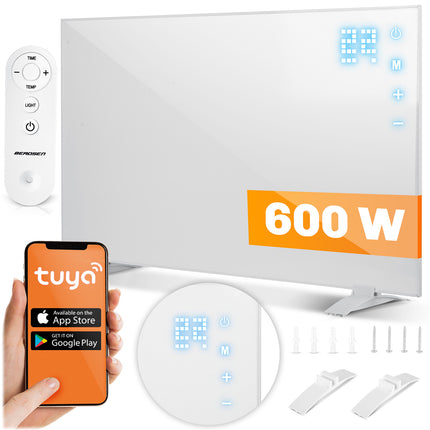 600W Infrarødt Varmepanel med WiFi, Touchscreen og Fjernbetjening - Effektiv Opvarmning til Hjemmet
