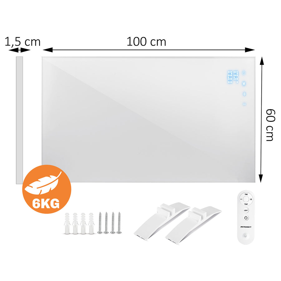 600W Infrarødt Varmepanel med WiFi, Touchscreen og Fjernbetjening - Effektiv Opvarmning til Hjemmet