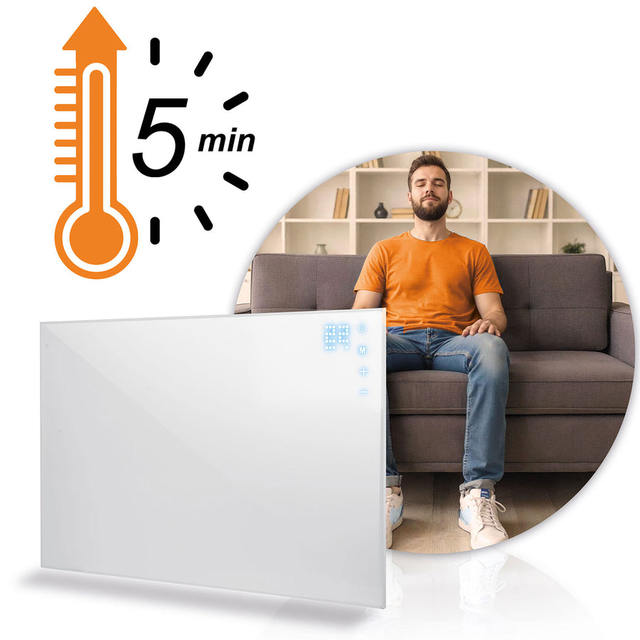 Infrarødt varmepanel 800 W med Wi-Fi-app, fjernbetjening og berøringspanel – 3-i-1