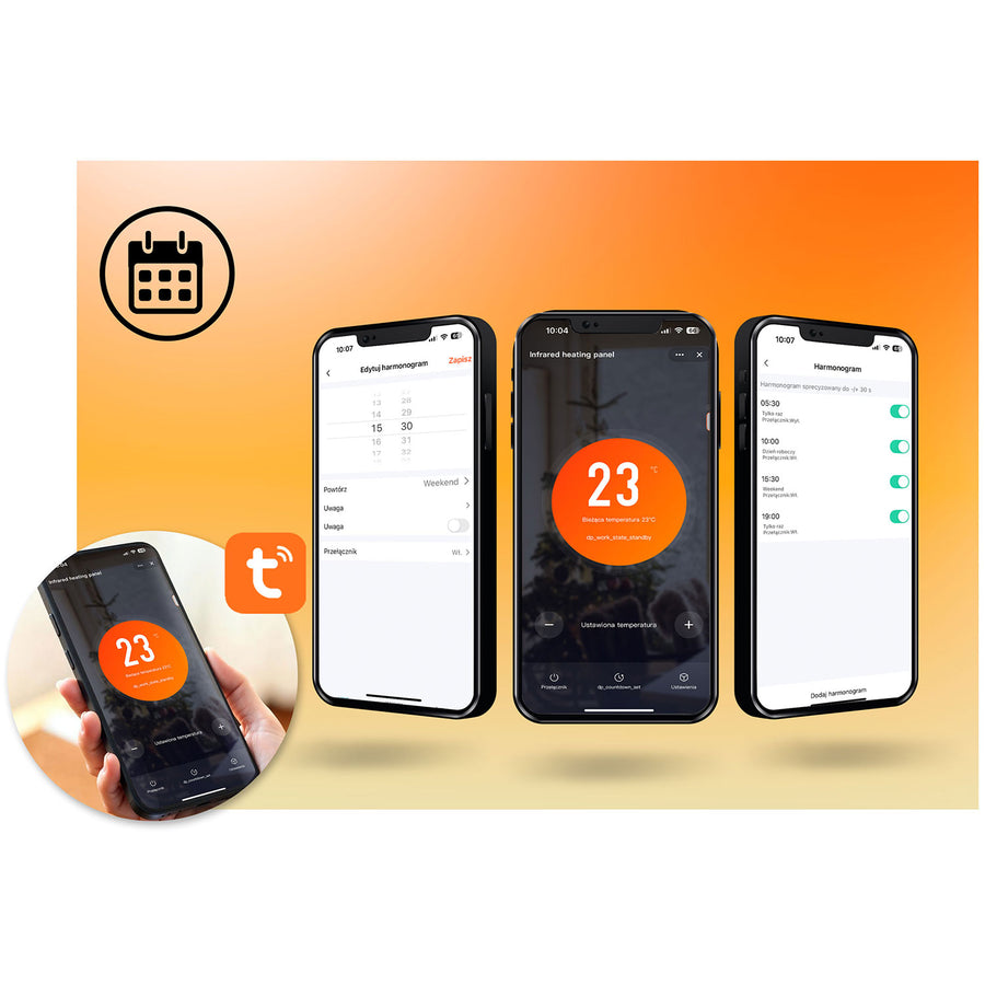 Infrarødt varmepanel 800 W med Wi-Fi-app, fjernbetjening og berøringspanel – 3-i-1