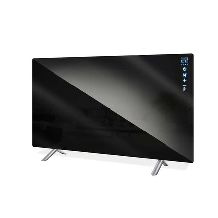 Infrarødt varmepanel 720 W med WiFi, app og fjernbetjening, glasfront, touchstyring og timer – sort