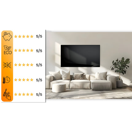 Infrarødt varmepanel 600 W i sort med WiFi, app, fjernbetjening og touchpanel – timer