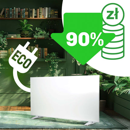 Infrarødt varmepanel 1000 W til væg-, skråvæg- og loftmontering med ON/OFF-knap – hvid
