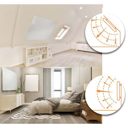 Infrarødt varmepanel 1000 W med WiFi, app, fjernbetjening og touchpanel, 3-i-1 montering – hvid