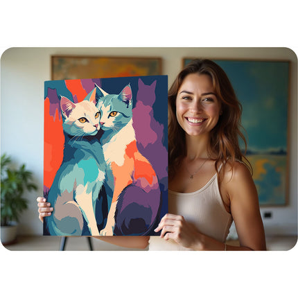 Maling efter tal 40 x 50 cm på blindramme – katte