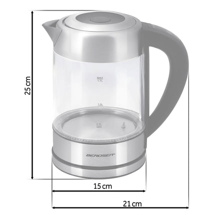 Elkedel i glas 1,7 l med temperaturvalg, touchdisplay og LED-lys