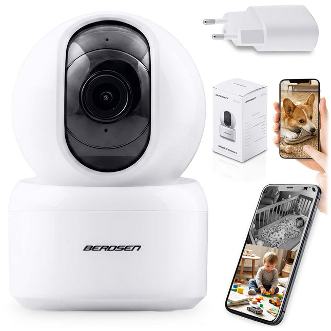 Drejeligt WiFi-kamera 3MP til indendørs brug – babyalarm med nattesyn og tovejs-lyd
