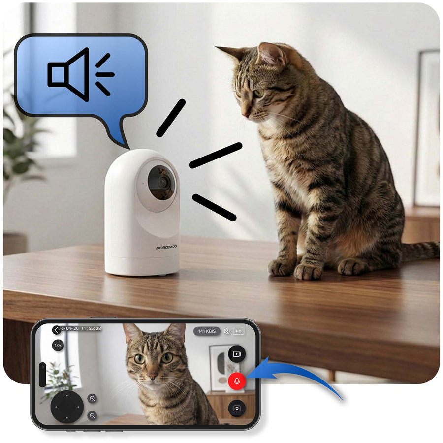 Drejeligt WiFi-kamera 5MP til indendørs brug – babyalarm med 109° synsvinkel