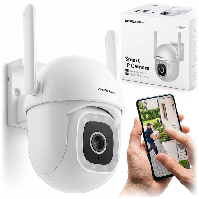 Drejeligt udendørs WiFi-kamera 5MP med farvenattesyn, sirene og persondetektion
