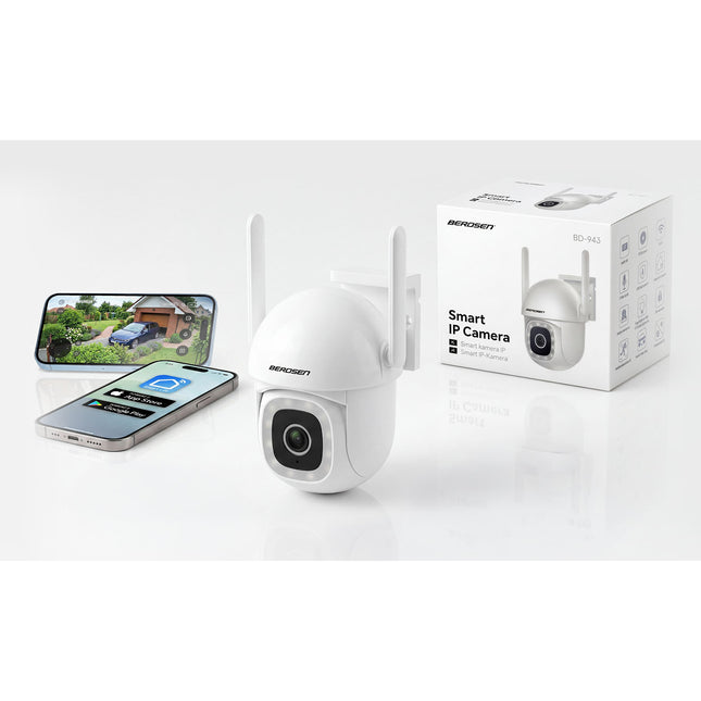 Drejeligt udendørs WiFi-kamera 5MP med farvenattesyn, sirene og persondetektion