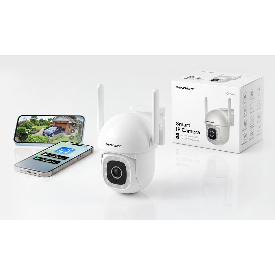 Drejeligt udendørs WiFi-kamera 5MP med farvenattesyn, sirene og persondetektion