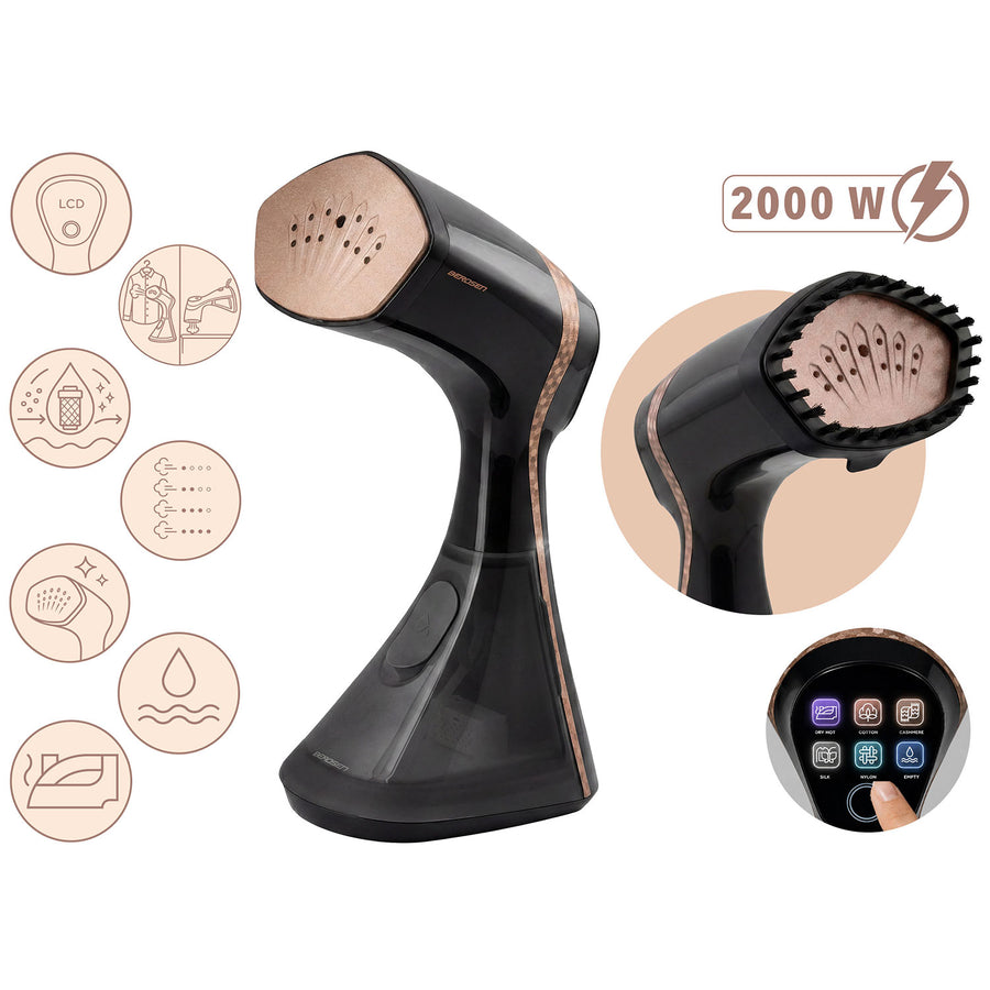 Tøjdamper 2000 W med touchdisplay, 4 dampniveauer og anti-kalk