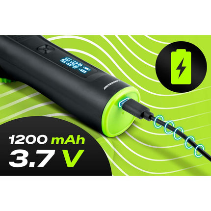 Trådløs hår- og skægtrimmer med titaniumkniv, LCD-display og 1–11 mm kam