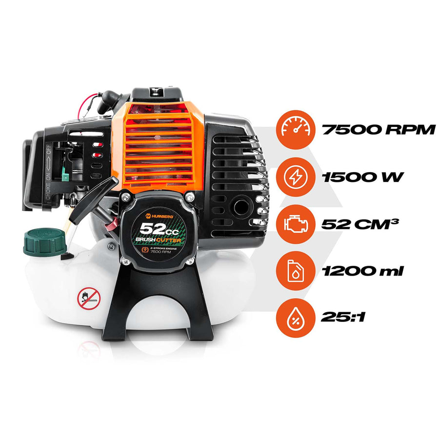 Reservemotor til benzin-buskrydder 52 cc, 1500 W, 2-takt – med håndtag