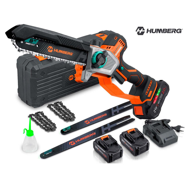 Akku-grensav med børsteløs motor – 2 x 2 Ah-batterier, 10"- og 8"-sværd, kuffert