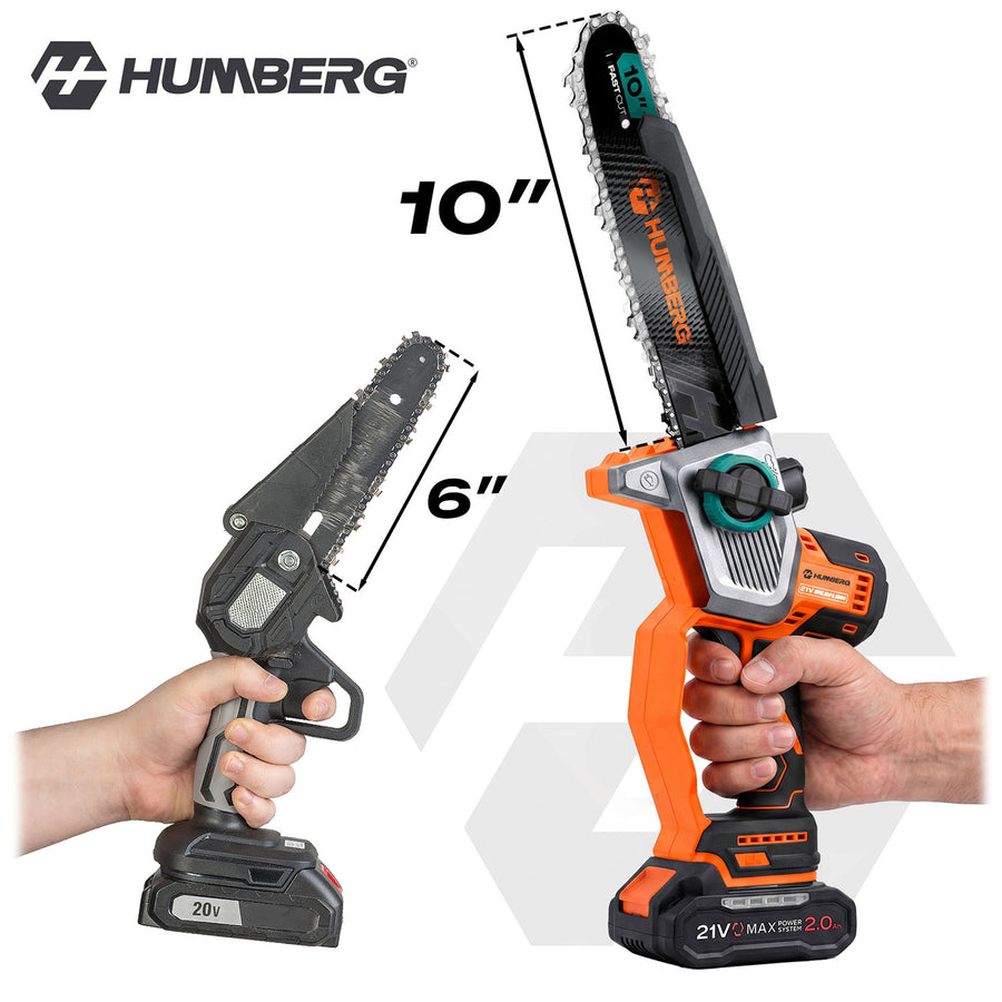 Akku-grensav med børsteløs motor – 2 x 2 Ah-batterier, 10"- og 8"-sværd, kuffert