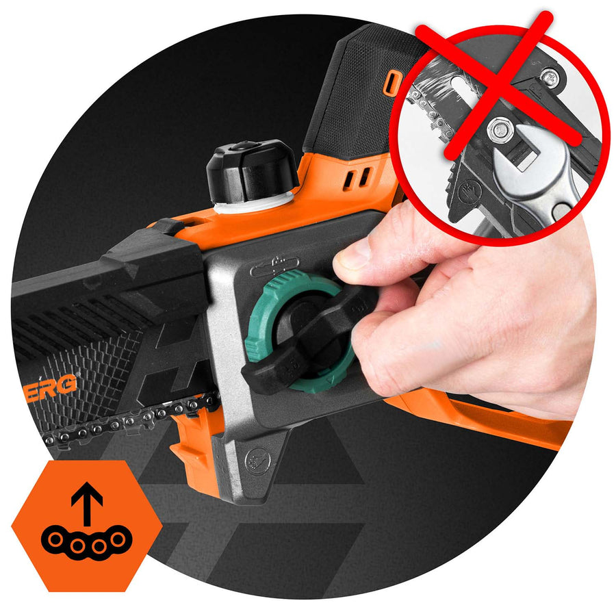 Akku-grensav med børsteløs motor – 2 x 2 Ah-batterier, 10"- og 8"-sværd, kuffert