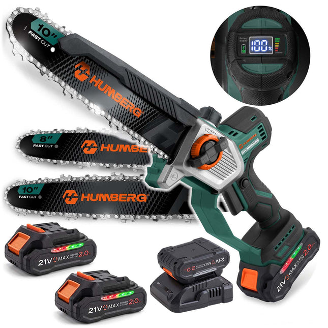 Akku-grensav med børsteløs motor – 2 x 2 Ah-batterier, 10"- og 8"-sværd, kuffert