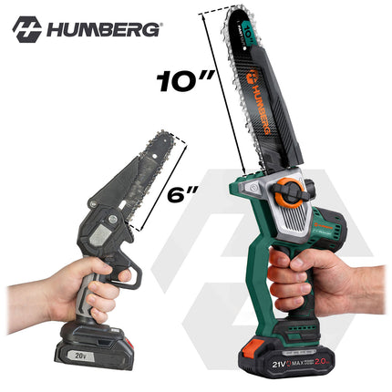 Akku-grensav med børsteløs motor – 2 x 2 Ah-batterier, 10"- og 8"-sværd, kuffert