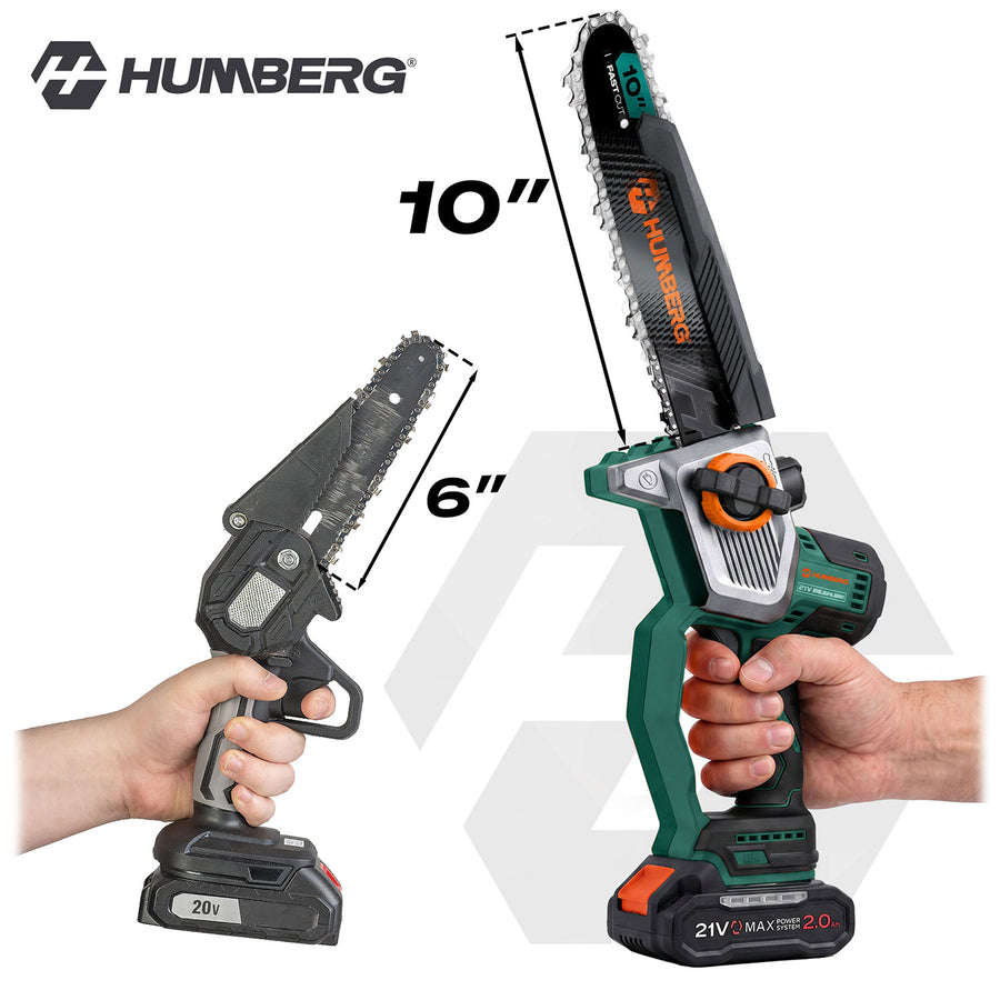 Akku-grensav med børsteløs motor – 2 x 2 Ah-batterier, 10"- og 8"-sværd, kuffert